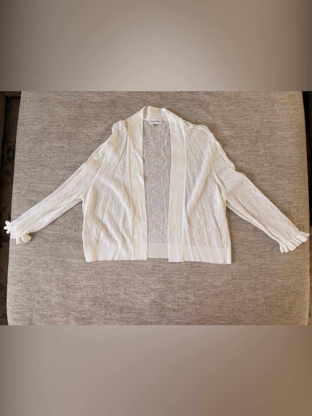 Calvin Klein Ivory Lace Open-Knit Cardigan